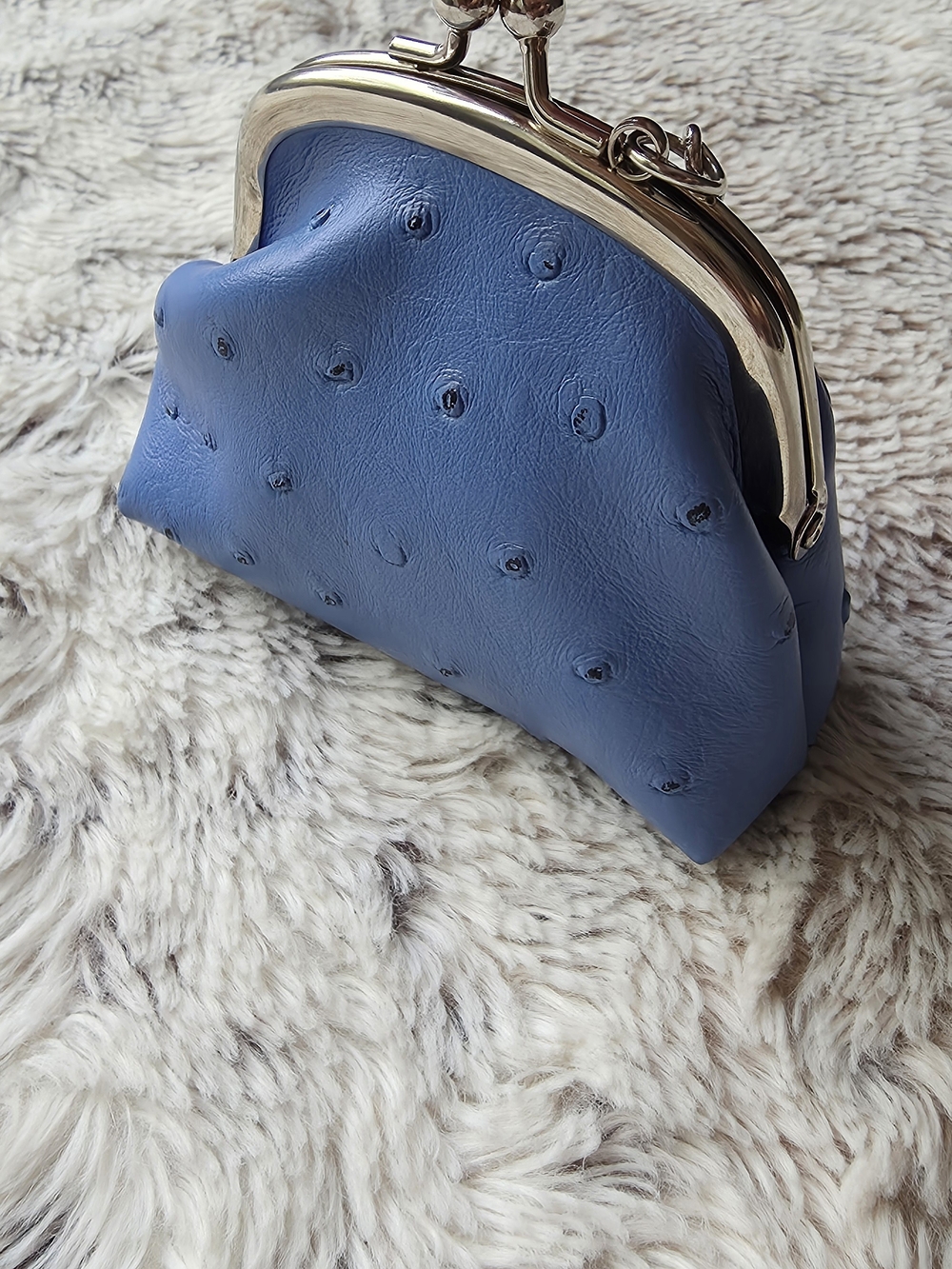 Blue OSTRICH Coin Purse with Keyring - Picture 7 of 7